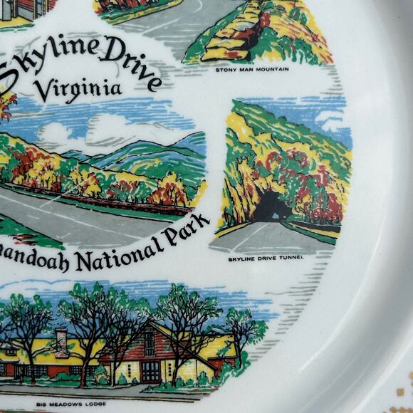 Vintage Sklyline Drive Virginia Souvenir Plate Knowels Shenandoah National Park - Picture 6 of 8